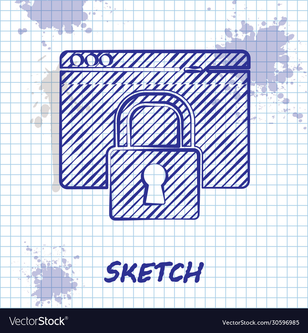 Sketch line sichern Sie Ihre Website mit https ssl icon