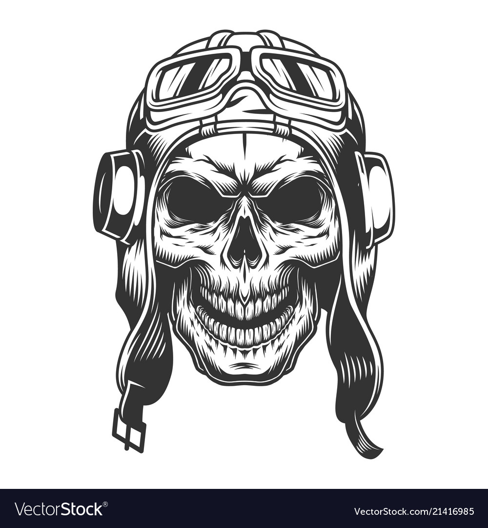 Skull in pilot helmet Royalty Free Vector Image