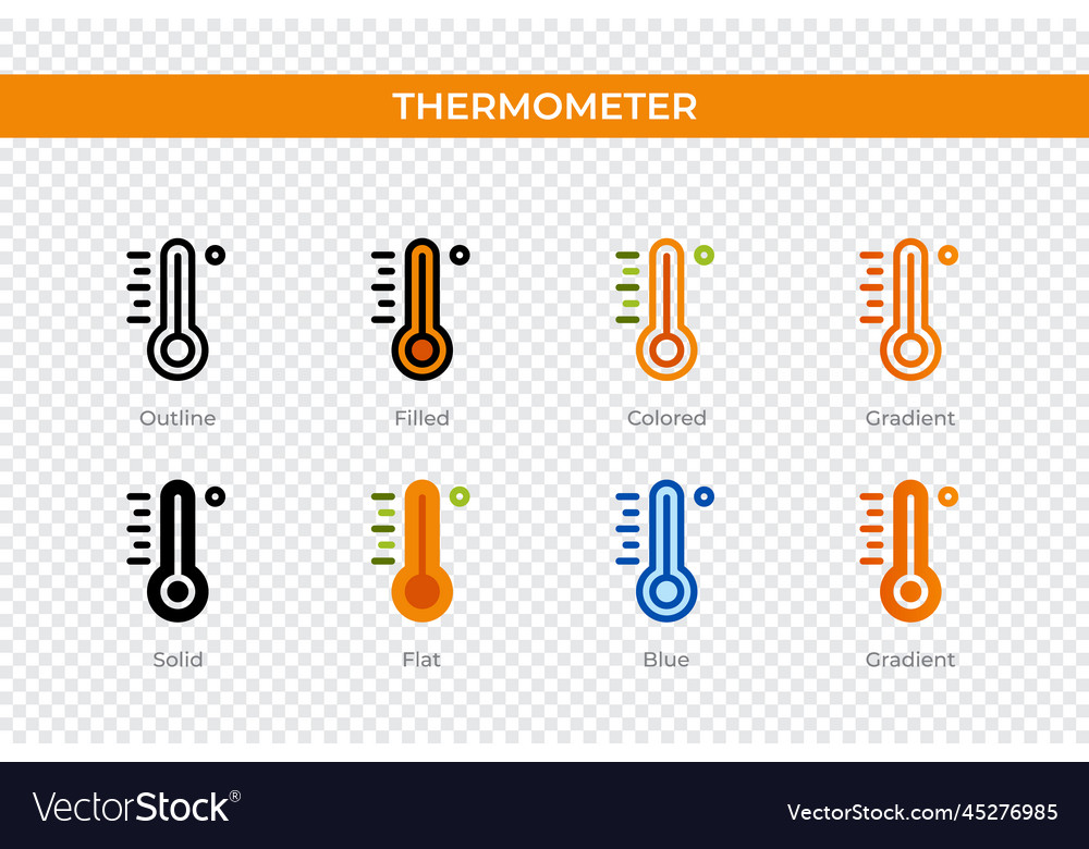 Thermometer icon in different style vector image Thermometer icon in different style