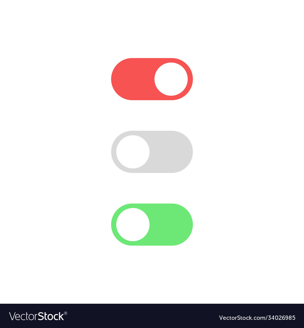 Toggle switch button for mobile app on isolated vector image Toggle switch button for mobile app on isolated