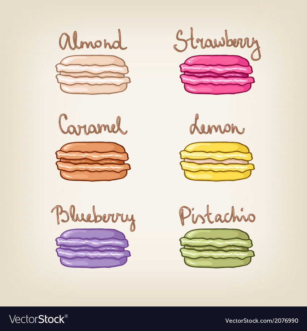 Assortment of colorful macaroons with different