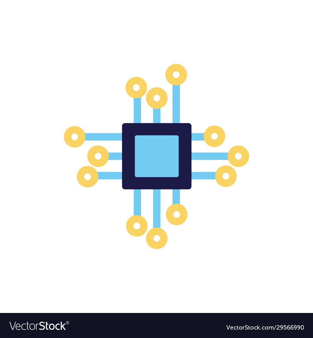 Computer processor chip lineal color style