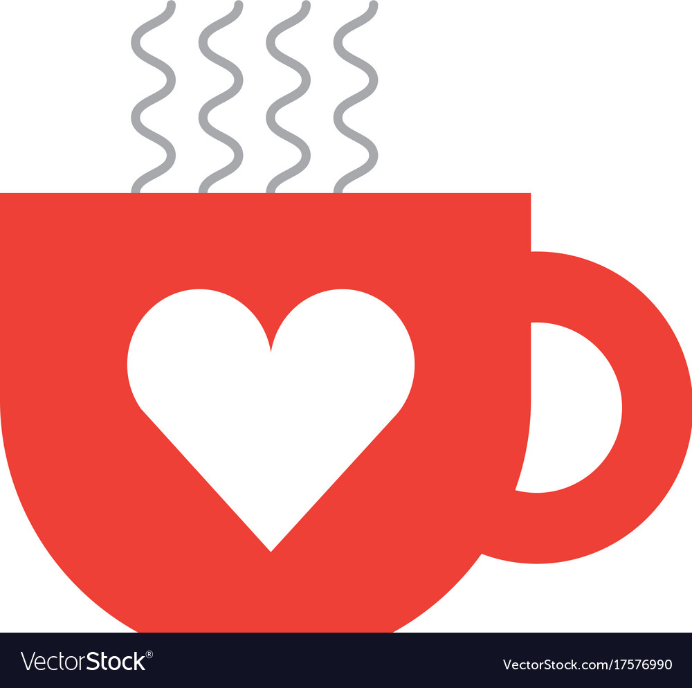 Cute Coffee Cup Heart Handle Hot Drink Vector Image Cute Coffee Cup Heart Handle Hot Drink Vector Image