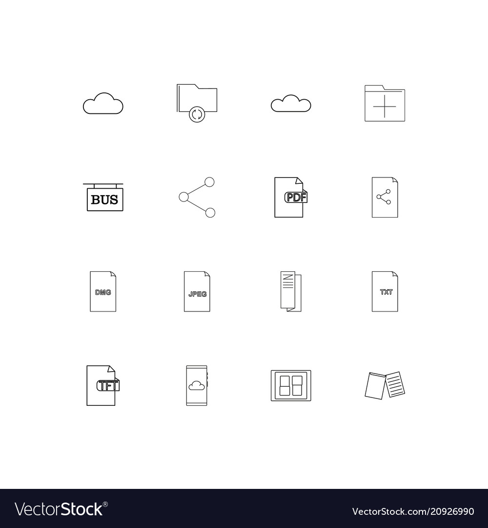 Files and folders sign linear thin icons set