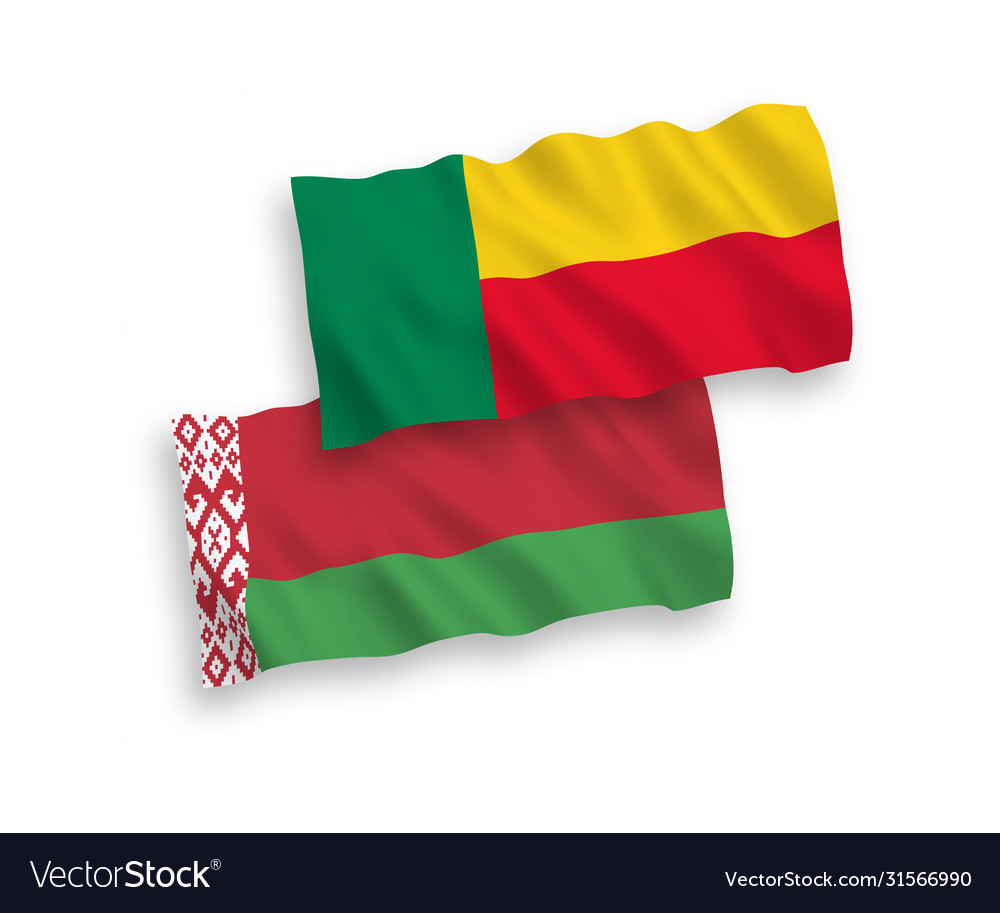 Flags benin and belarus on a white background Vector Image