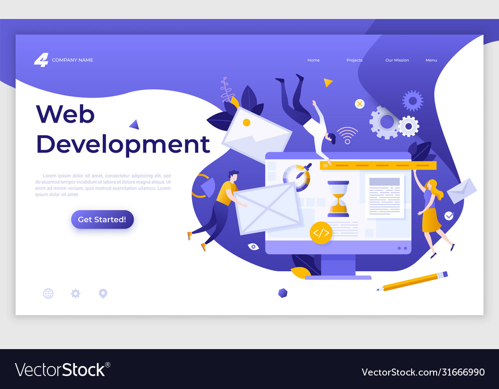 Flat landing page template Royalty Free Vector Image