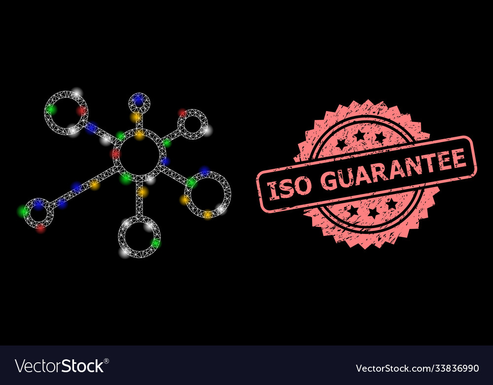 Grunge iso guarantee stamp and net link nodes Vector Image Grunge iso guarantee stamp and net link nodes