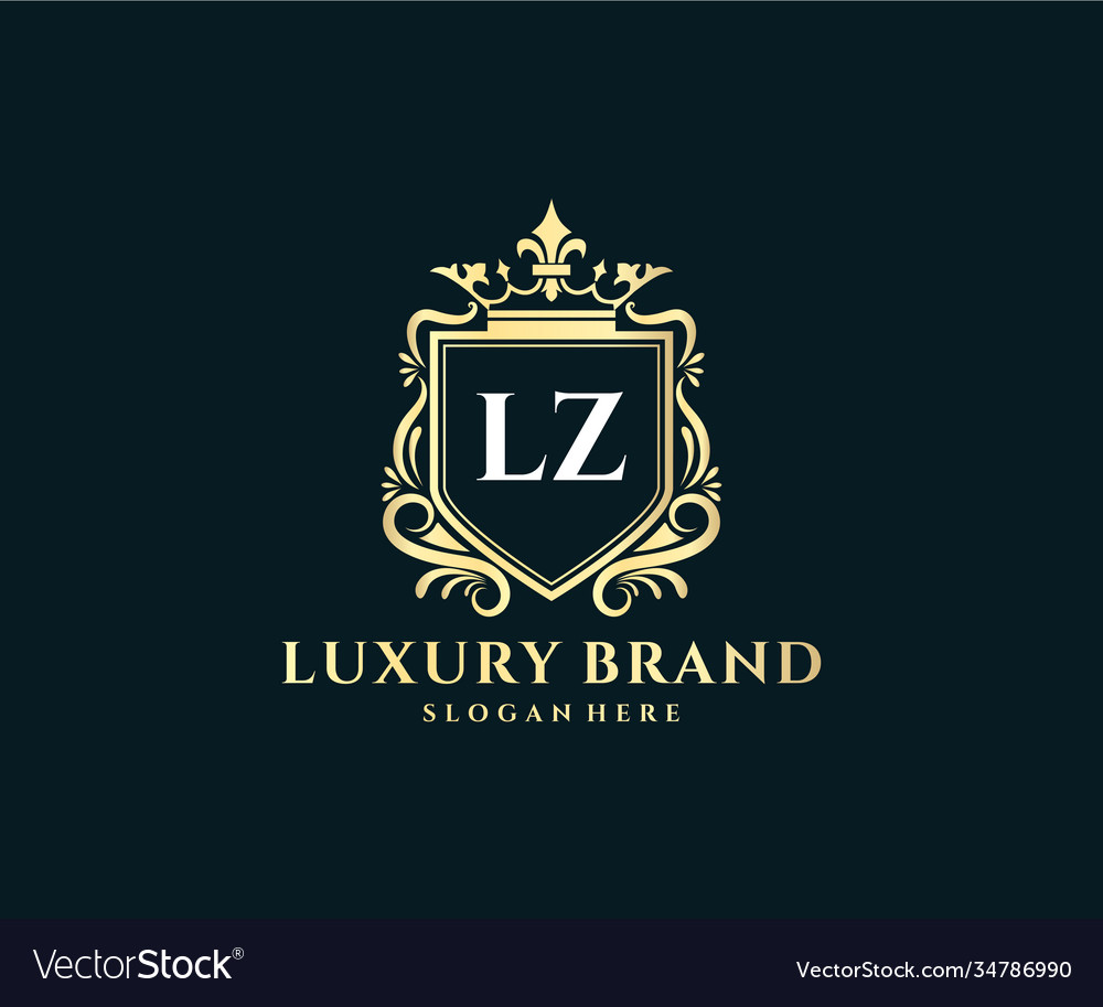 Lz initial letter gold calligraphic feminine Vector Image