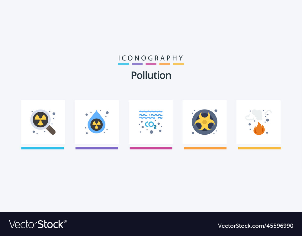 Pollution flat 5 icon pack including fire waste