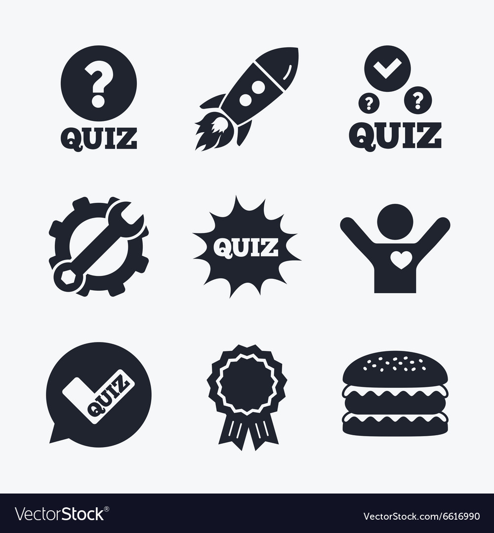 Quiz icons speech bubble with check mark symbol