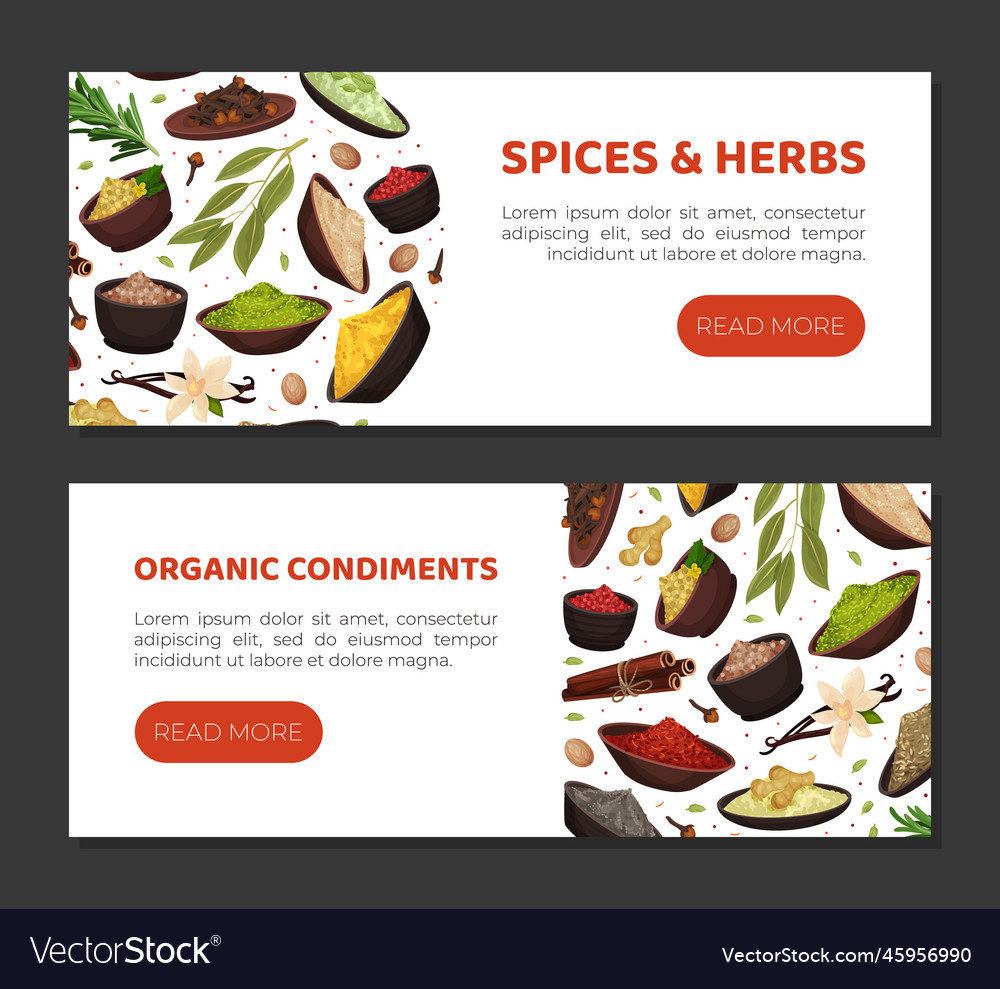 Seasoning and spices banner design with pile