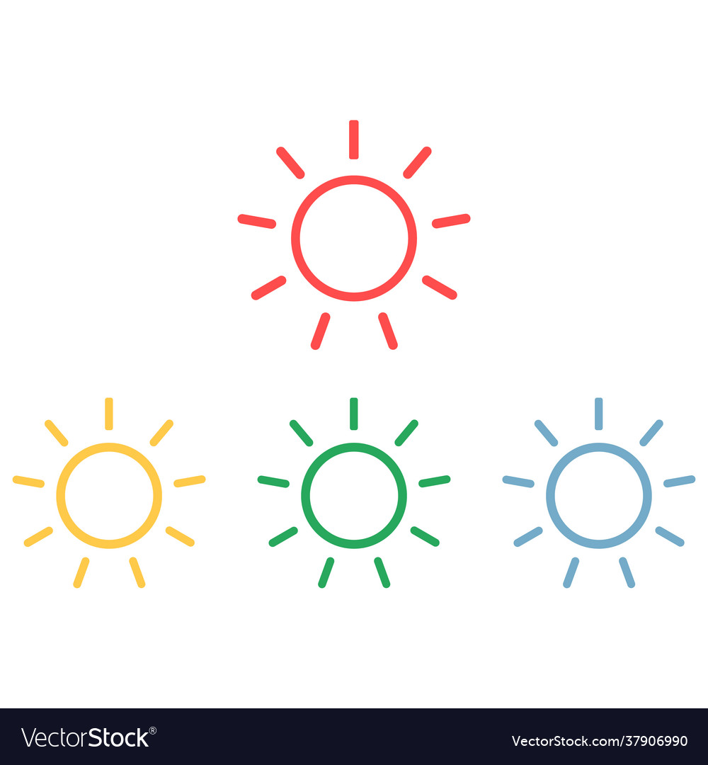 Sun icon set - simple flat design isolated Vector Image Sun icon set - simple flat design isolated