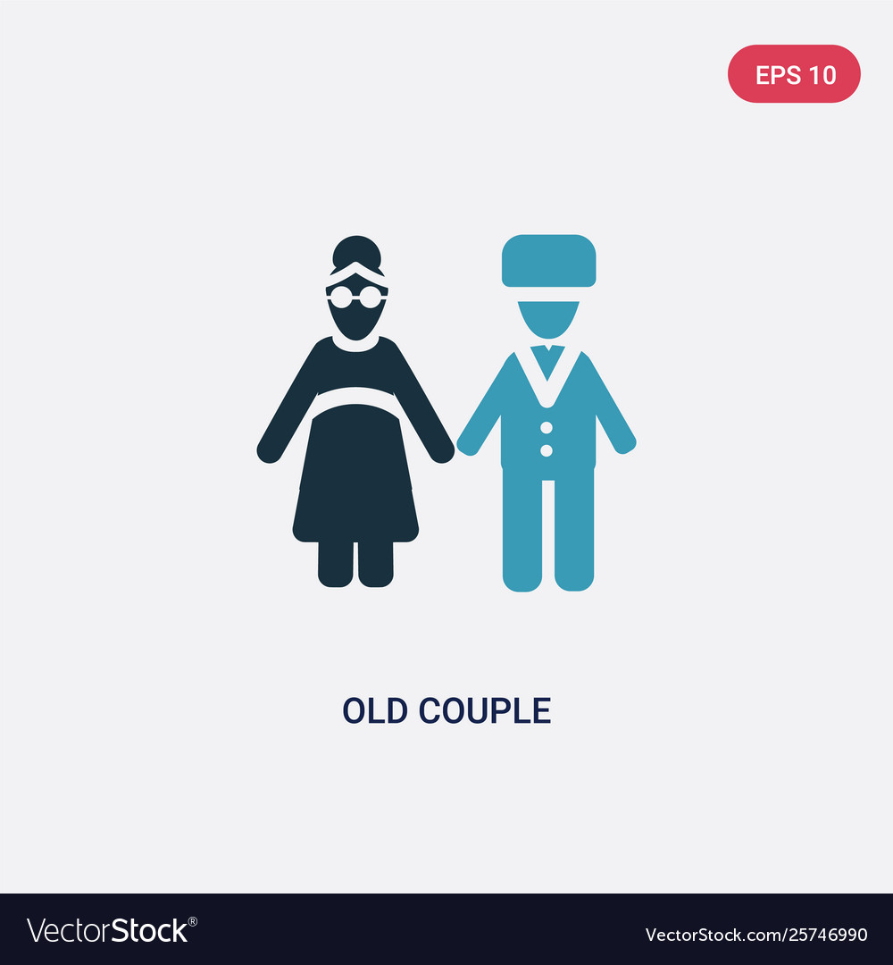 Two color old couple icon from people concept Vector Image