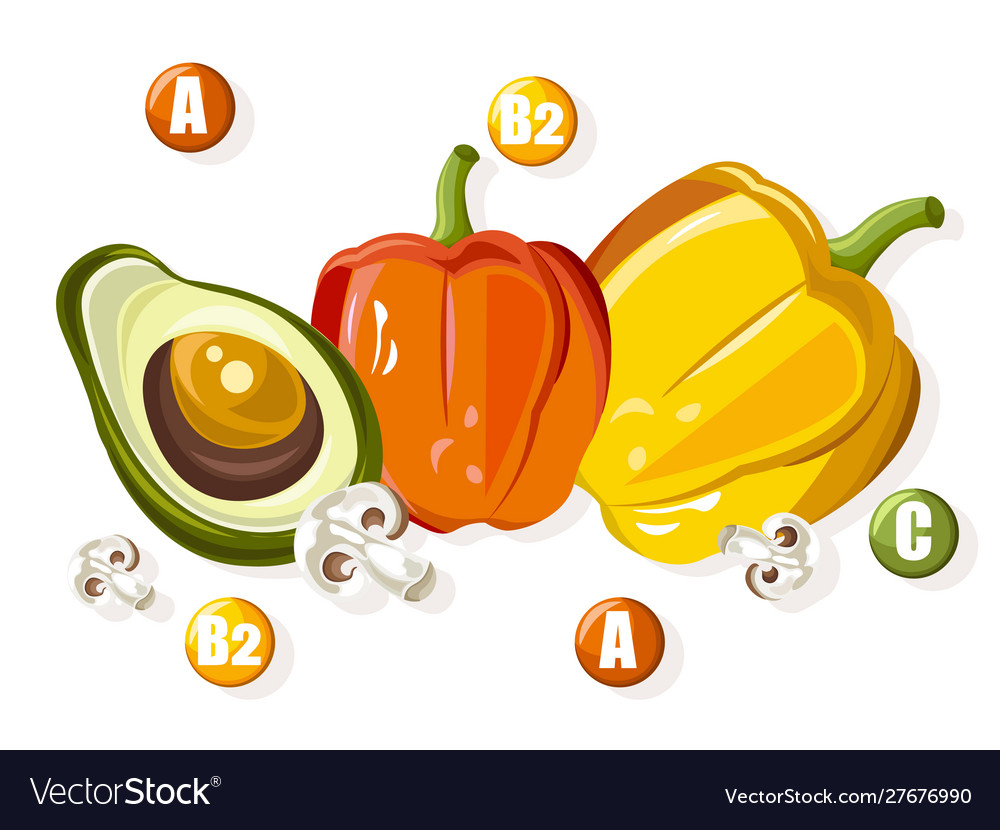 Vitamin complex with colorful vegetables