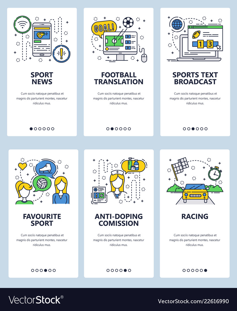 Web site linear art onboarding screens Vector Image Web site linear art onboarding screens