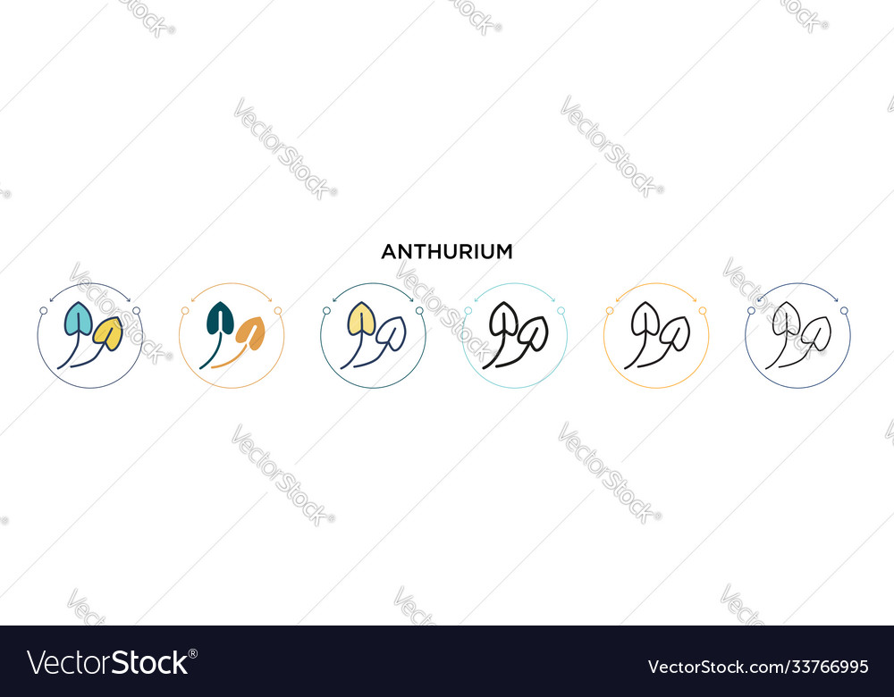 Anthurium-Symbol in gefüllter dünner Linie