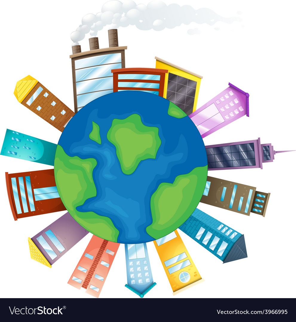 Buildings and Earth Royalty Free Vector Image - VectorStock