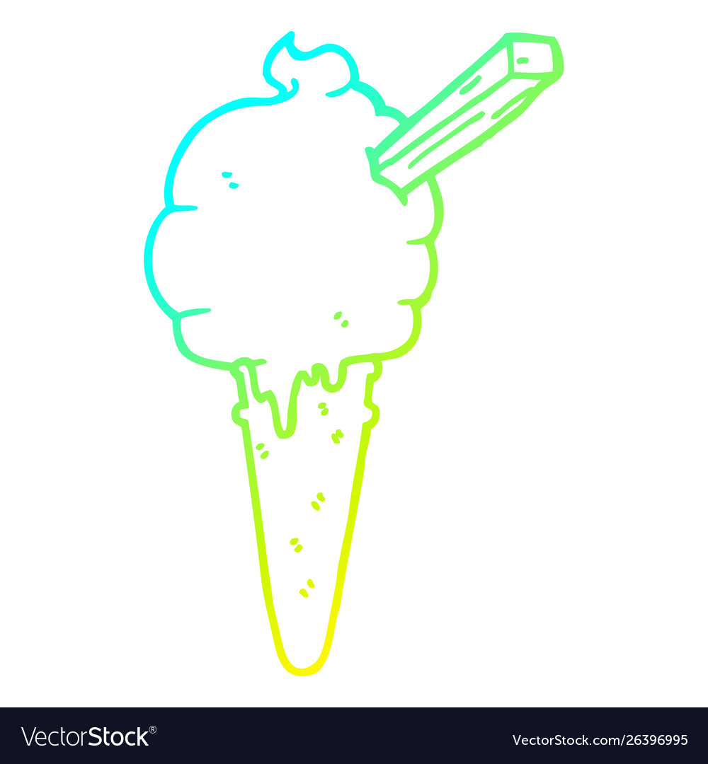 Cold gradient line drawing cartoon ice cream