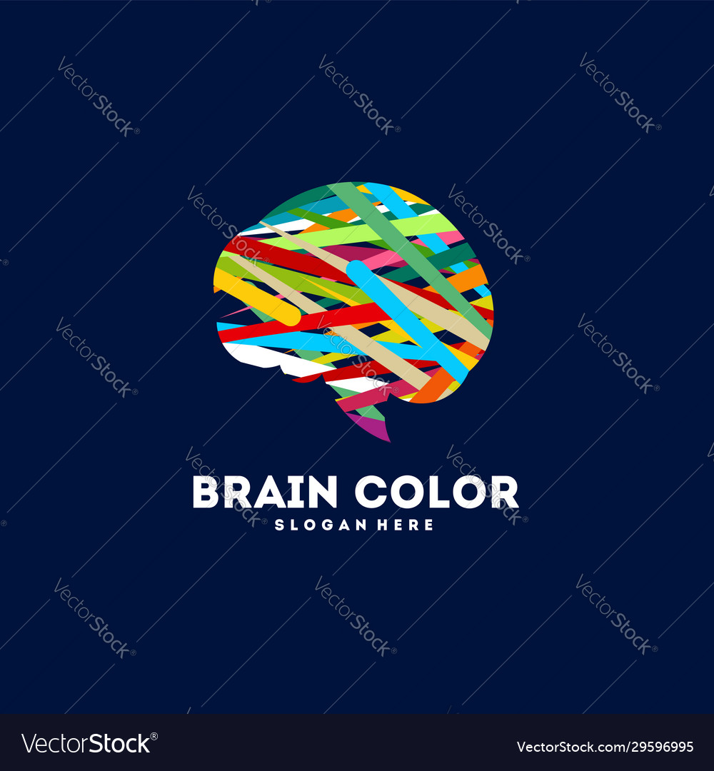 Colorful brain logo designs concept education