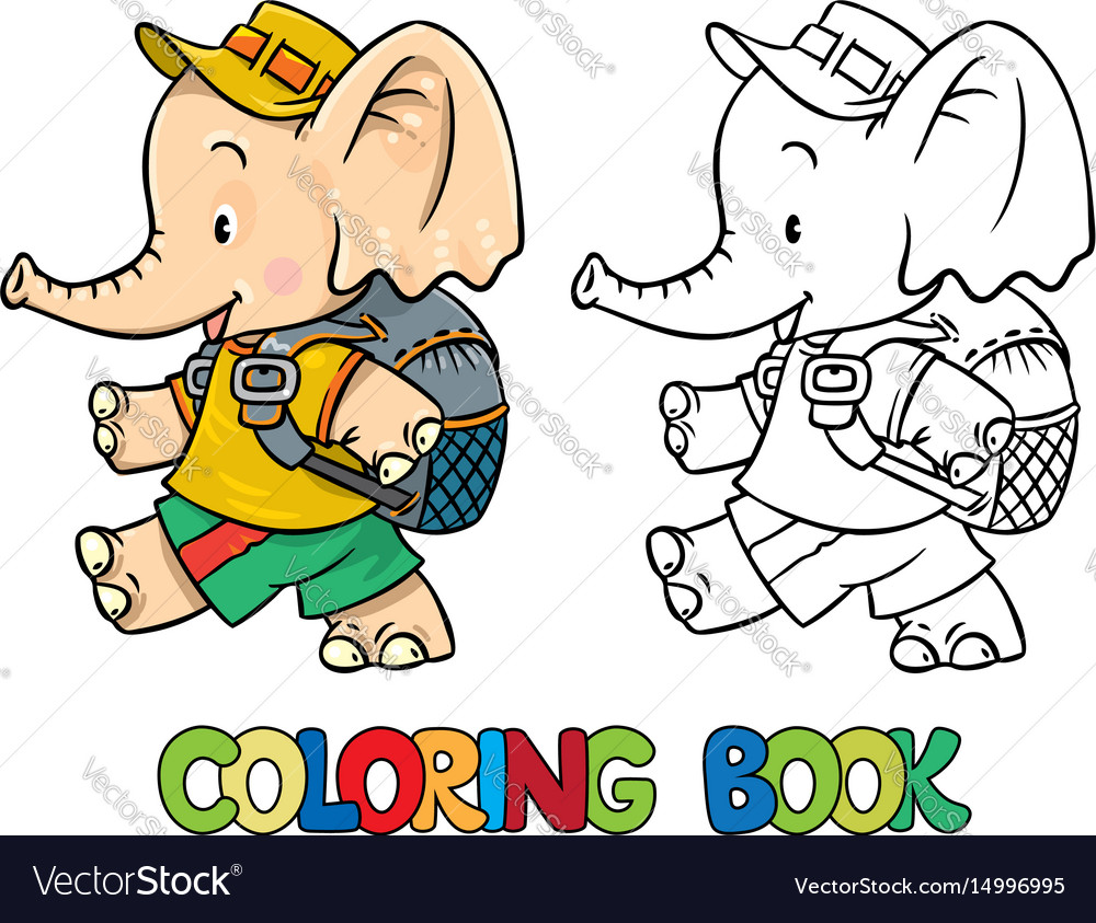 Coloring book of little baby elephant