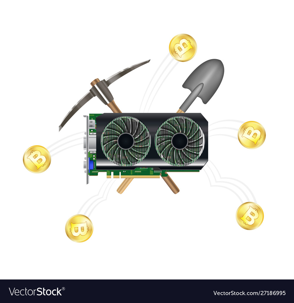 Computer graphic vga card mining bitcoin vector image Computer graphic vga card mining bitcoin
