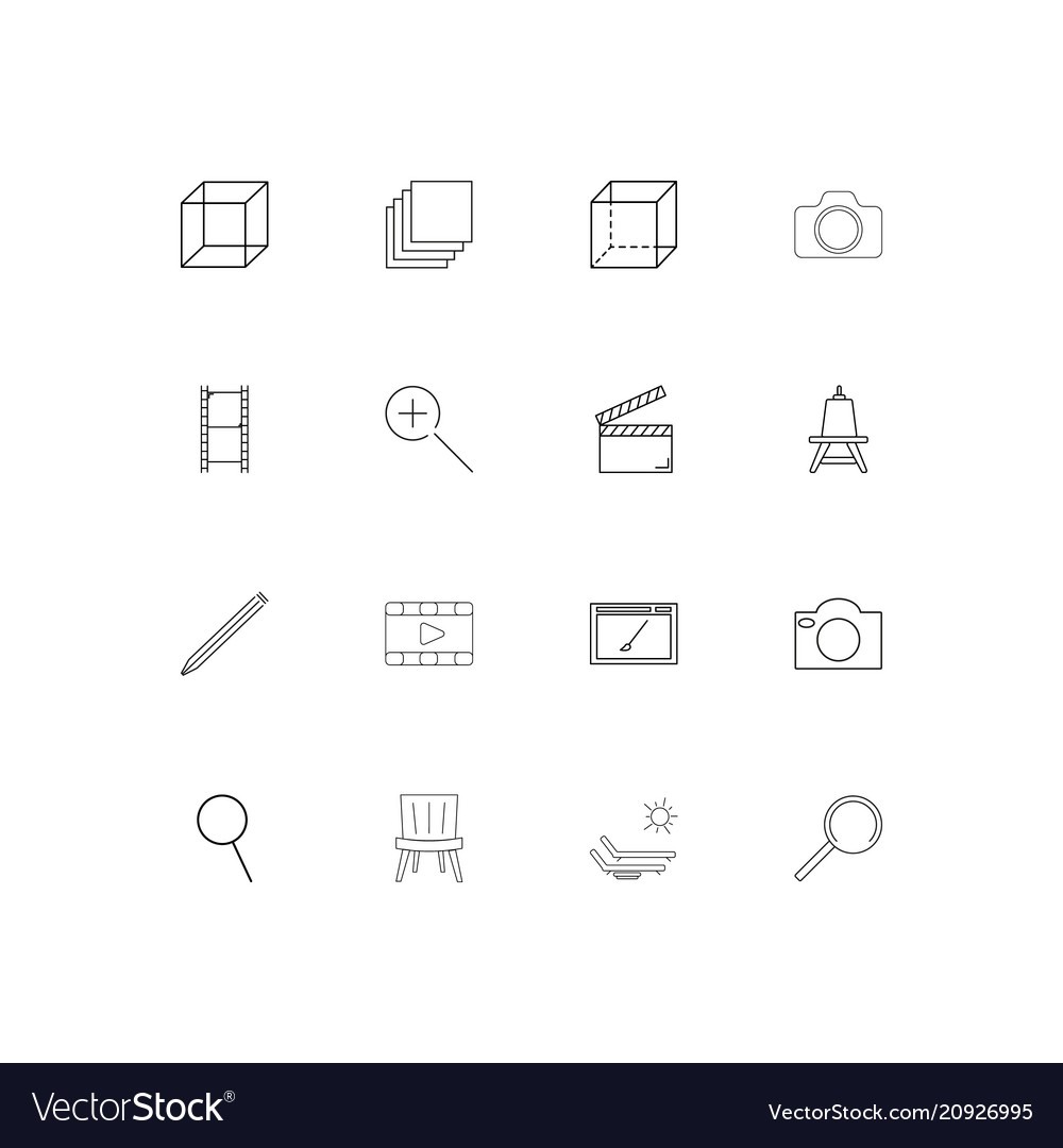 Creative process and design linear thin icons set