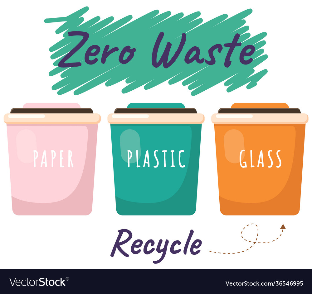 Garbage sorting different color recycle bins vector image Garbage sorting different color recycle bins