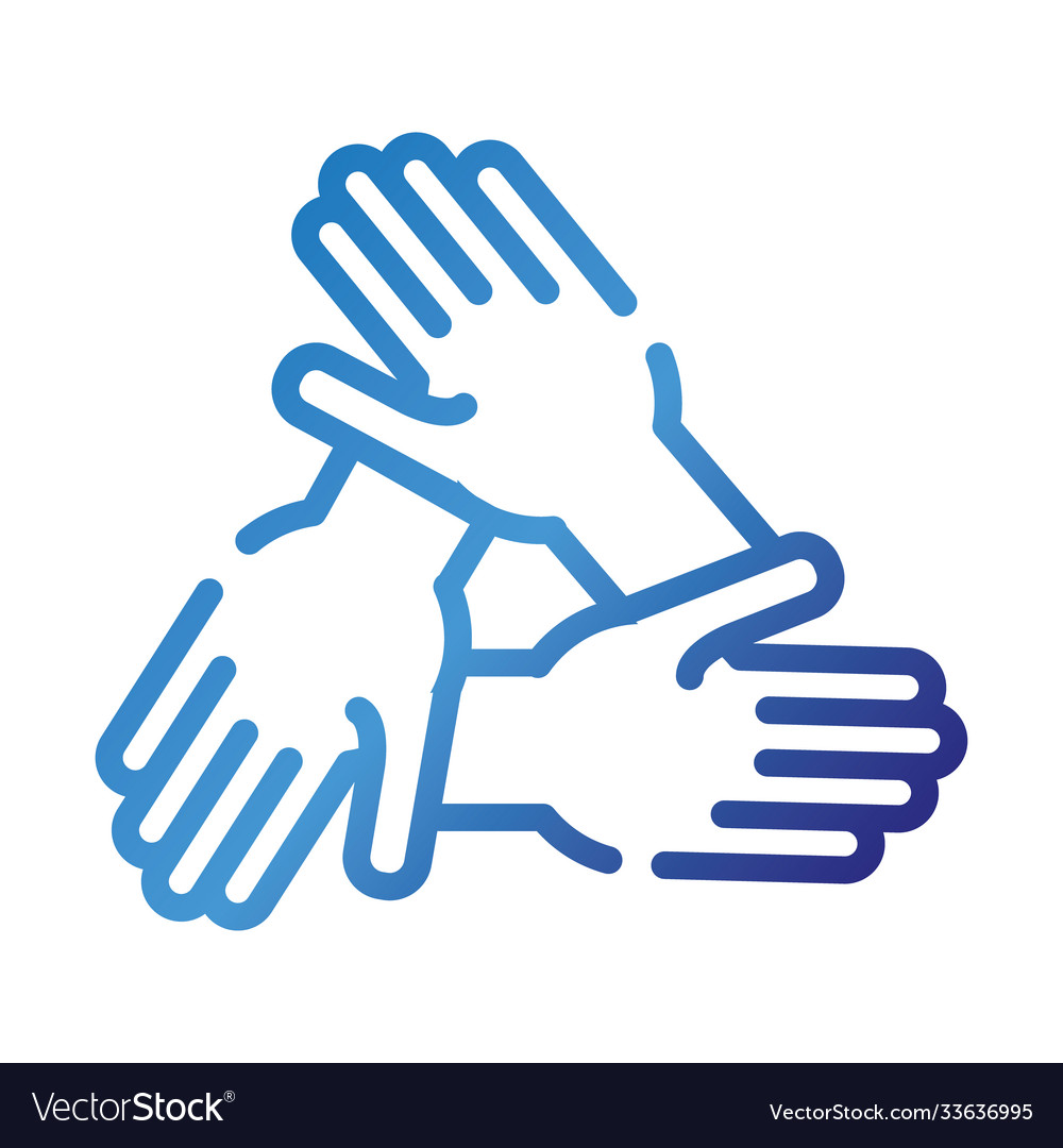 Hands teamwork gradient style icon