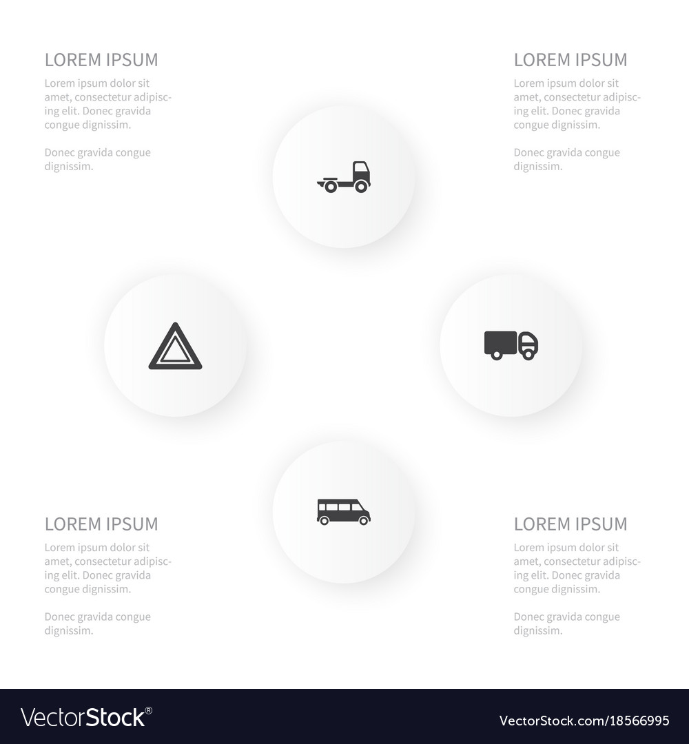 Icon transportation set of camion trailer