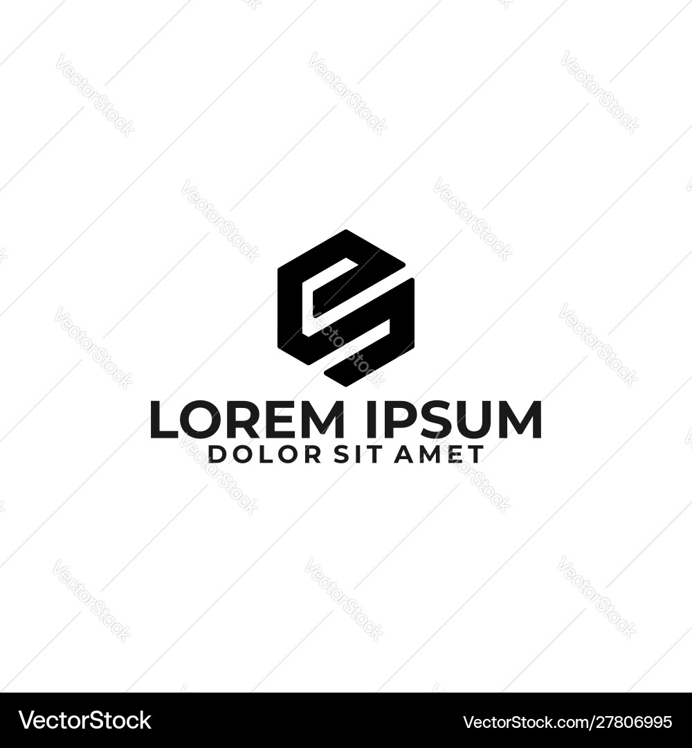 Initial letter e s logo template with cube Vector Image
