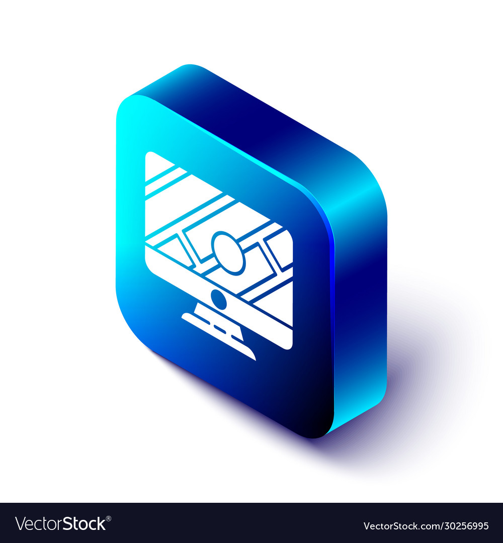 Isometric computer monitor and folded map vector image Isometric computer monitor and folded map