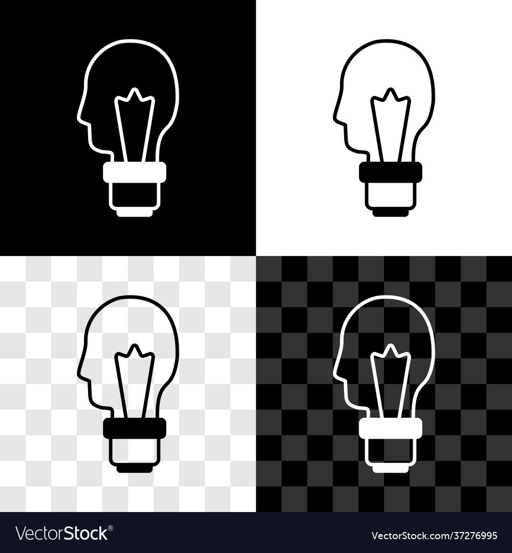 Set light bulb with concept idea icon isolated
