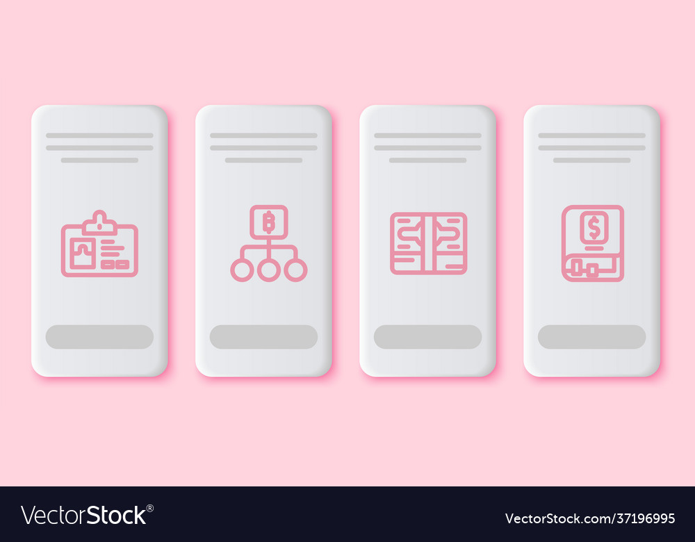 Set line identification badge blockchain Vector Image Set line identification badge blockchain
