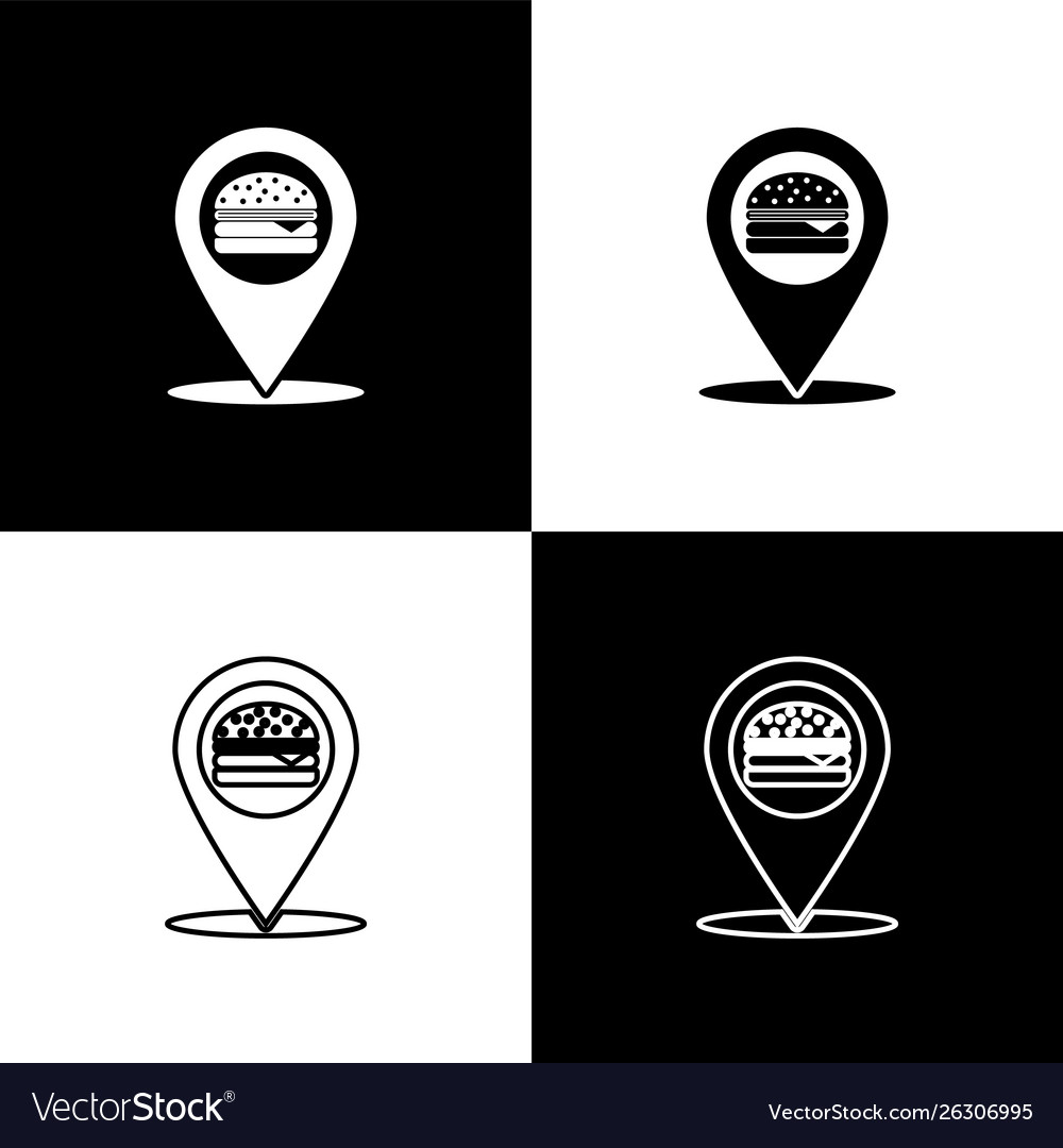 Set map pointer with fast food burger icons