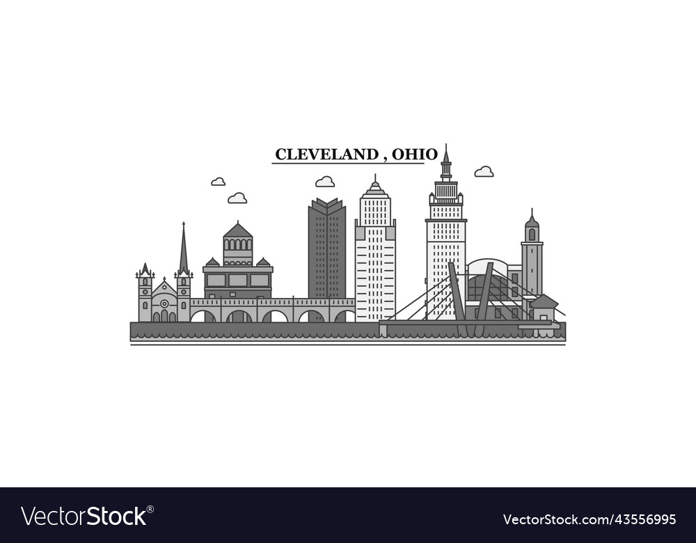 United states cleveland city skyline isolated Vector Image