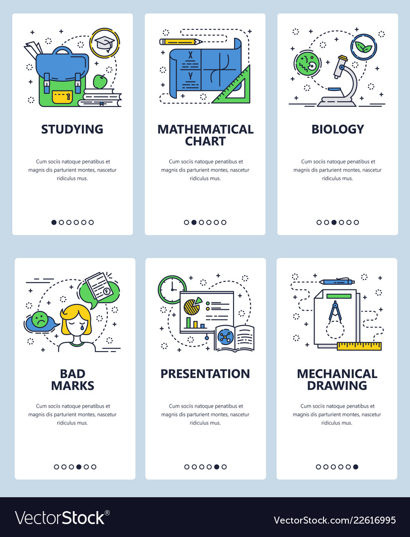 Web site linear art onboarding screens