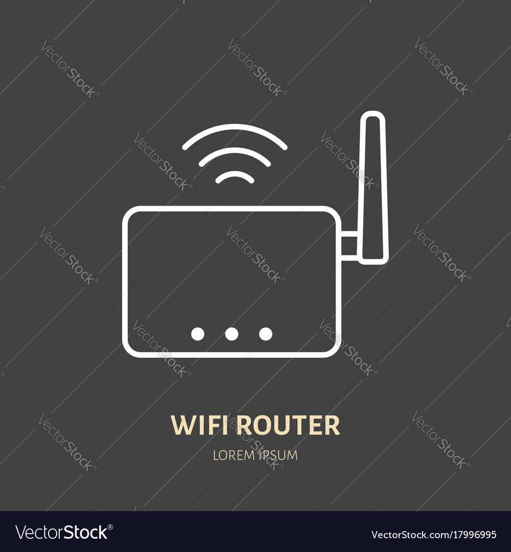 Wifi Router Flat Line Icon Wireless Technologie