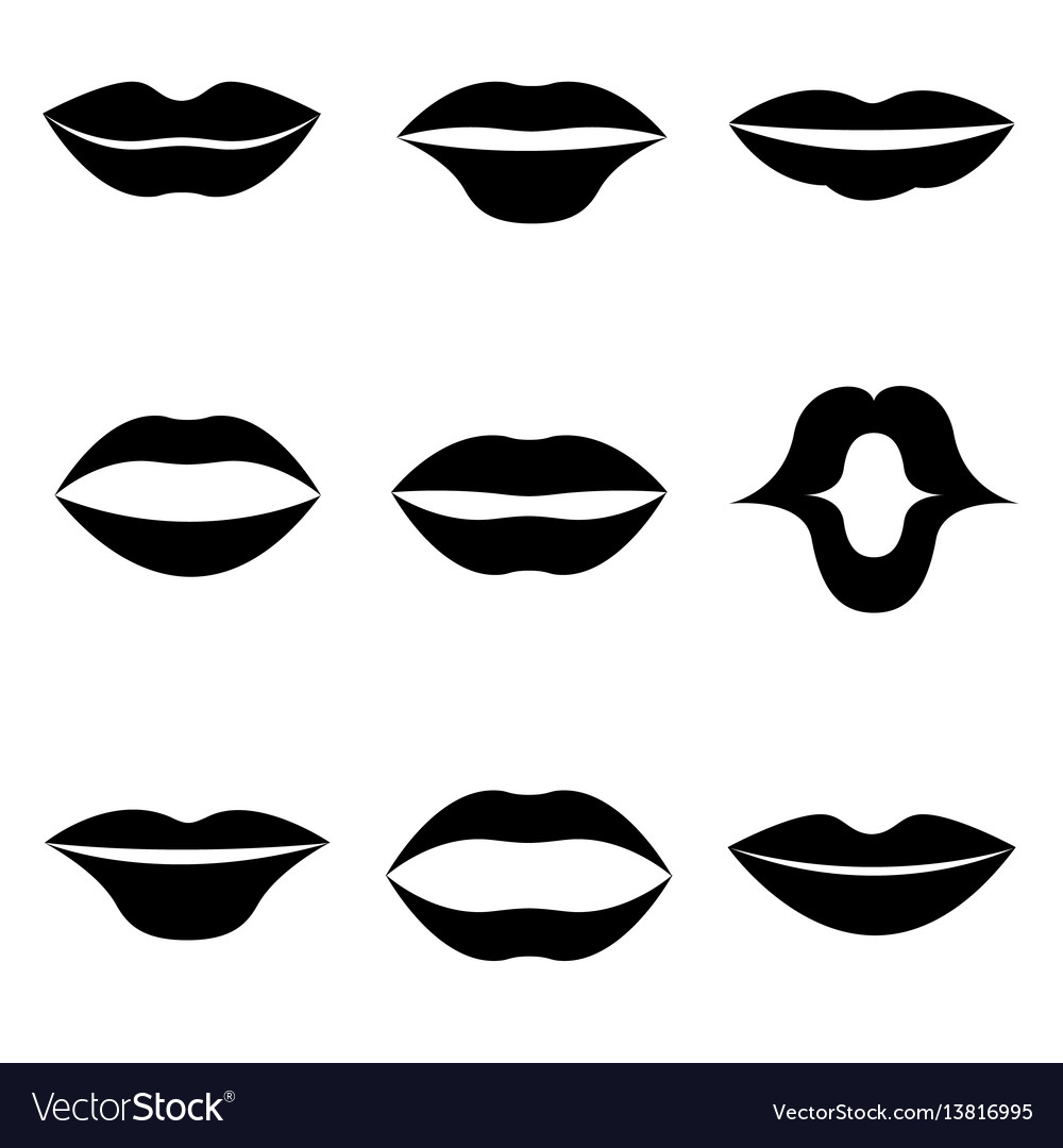 Women lips and mouth flat style icon set Vector Image