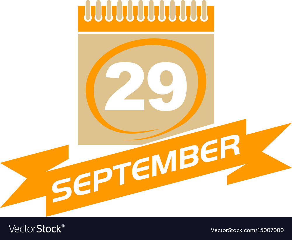 29 september calendar with ribbon Royalty Free Vector Image