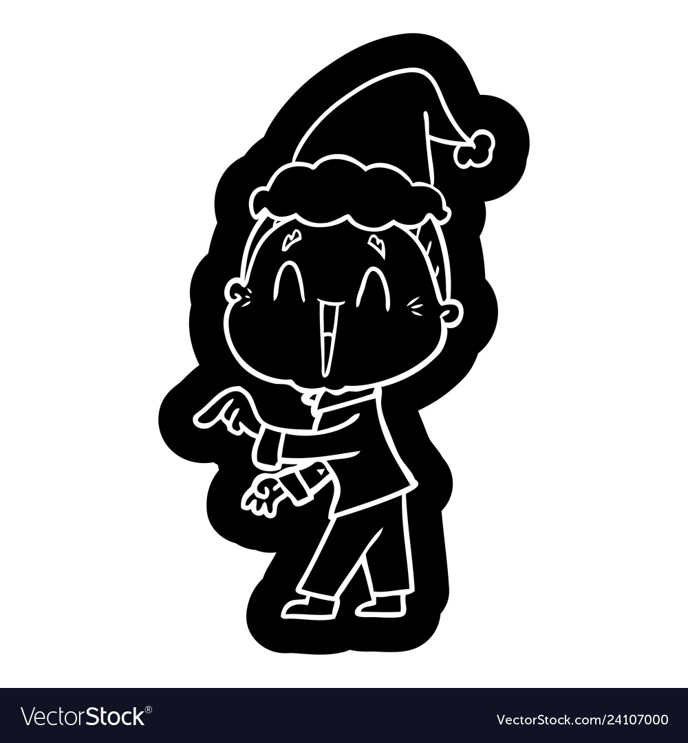 Cartoon Icon Of A Happy Old Lady Wearing Santa Hat