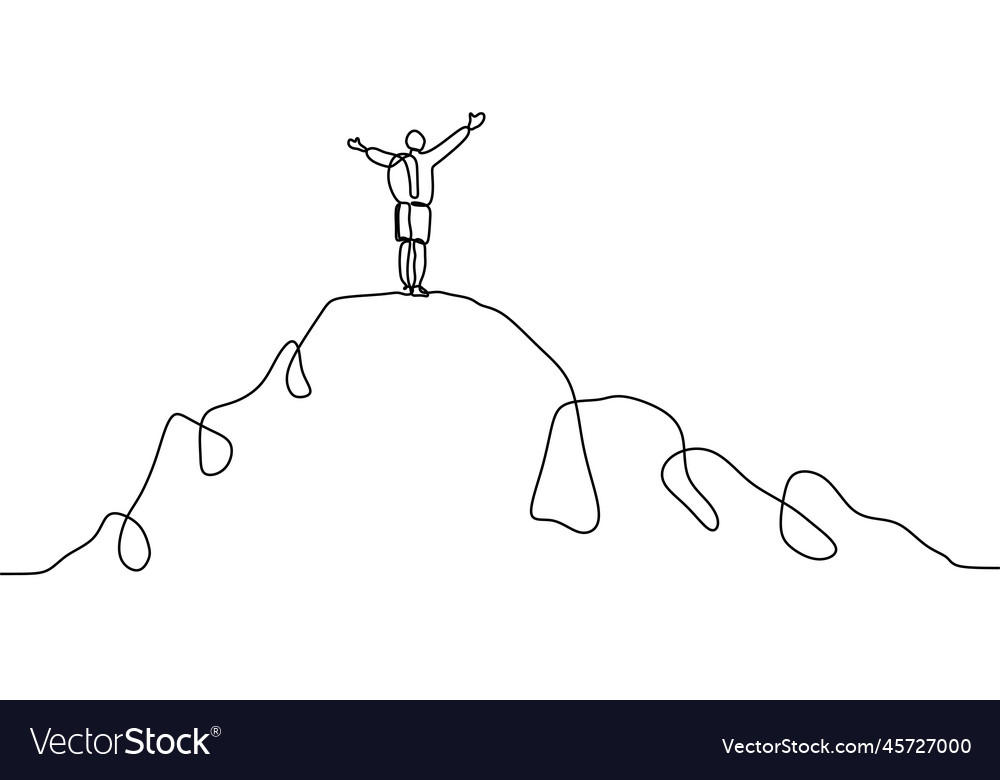 Kontinuierliche Linienzeichnung der Person aufsteigende Hände vector image Kontinuierliche Linienzeichnung der Person aufsteigende Hände