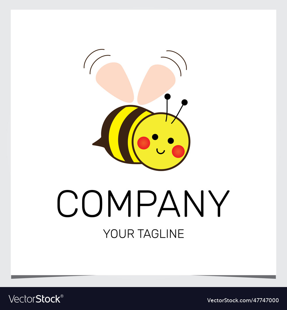 Cute honey bee logo premium elegant template eps