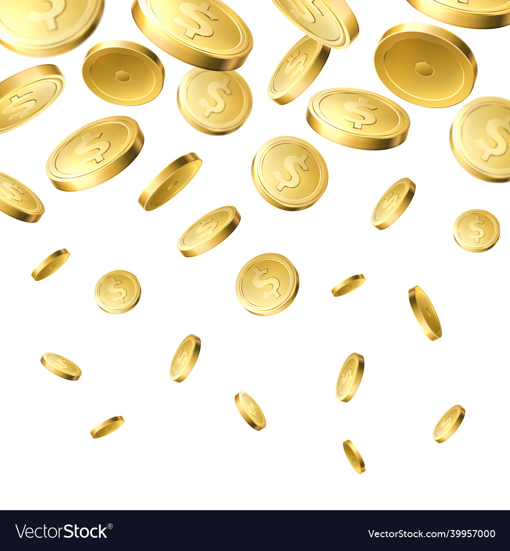 Falling golden coins gold money rain fall from Vector Image