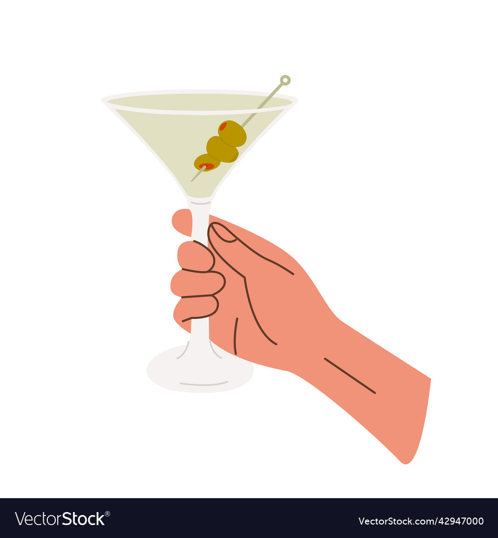 Female or male hand holding martini glass Vector Image