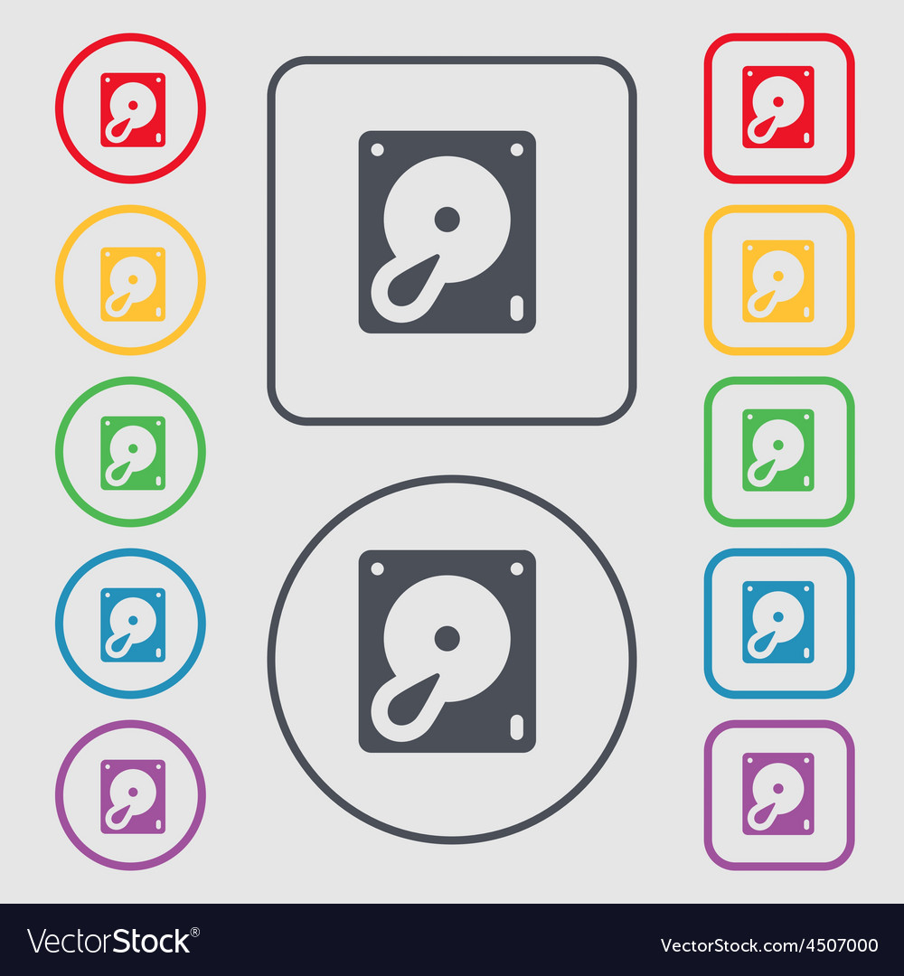 Hard disk and database icon sign symbol