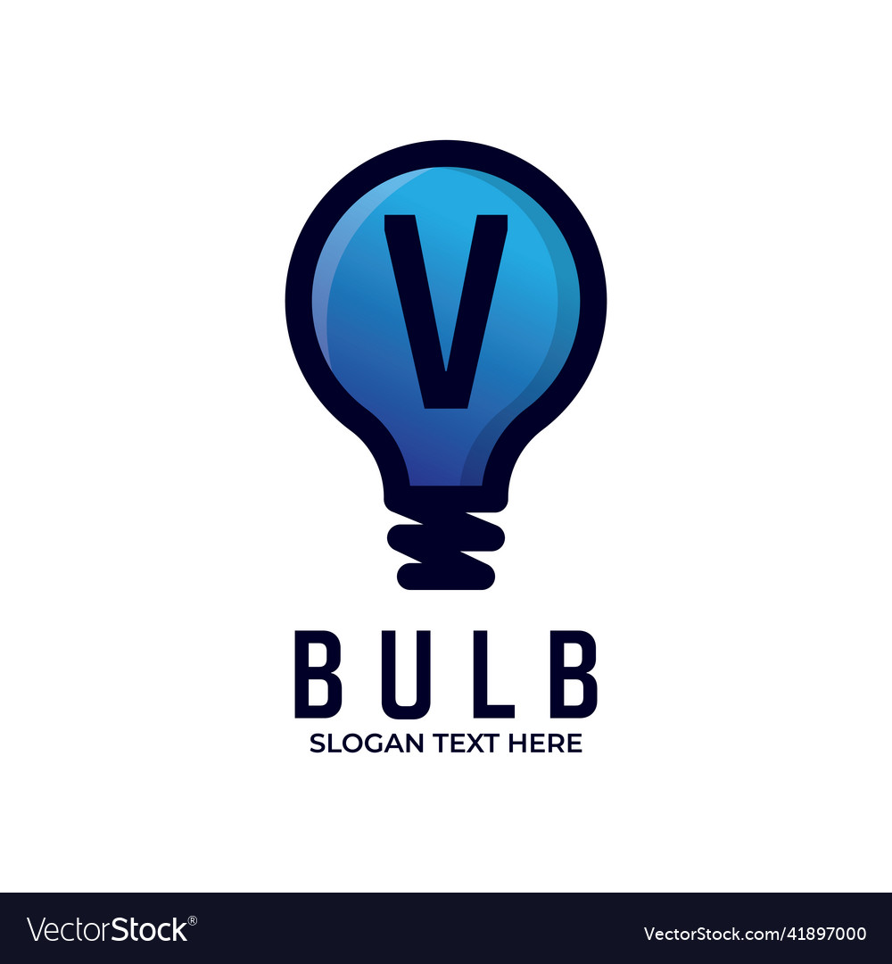 Light bulb with letter v logo design ideas