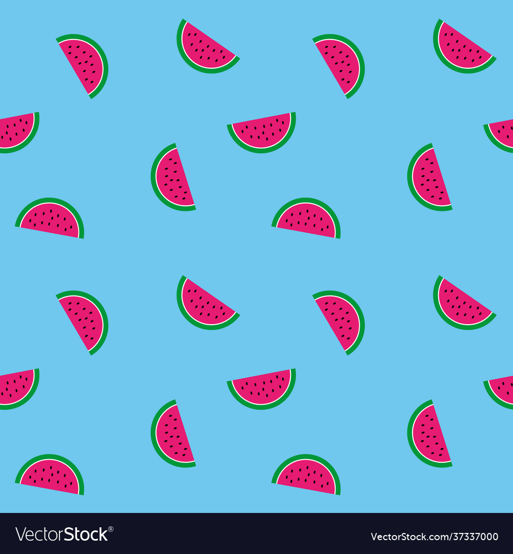 Magenta watermelon pattern on blue background Vector Image