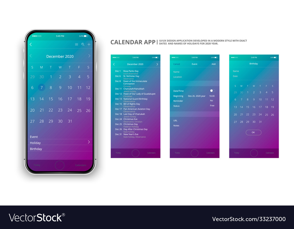 Mobile Calendar App UI Mockup