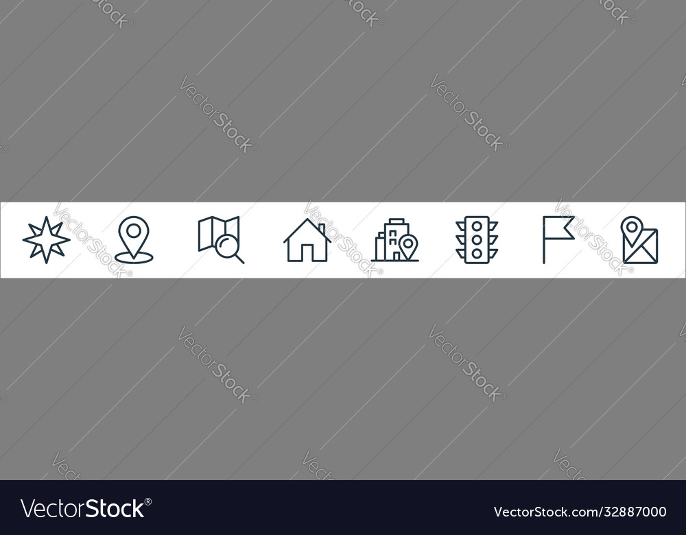 Navigation line icons linear set quality vector image Navigation line icons linear set quality