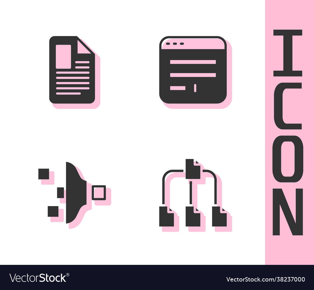 Set folder tree file document filter setting vector image Set folder tree file document filter setting